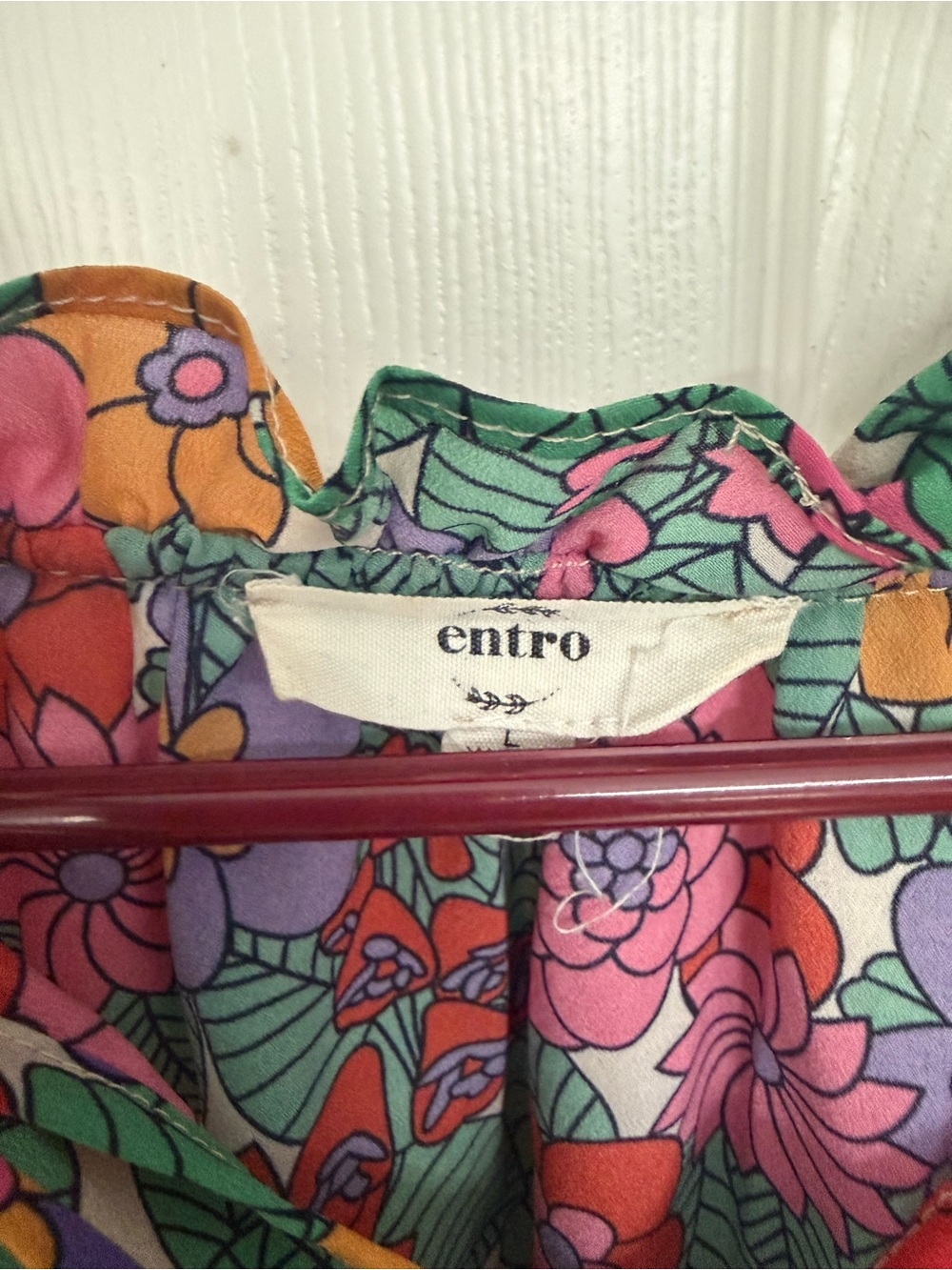 entro Bright Green Floral Ruffle Short Sleeve Blouse - Picture 3 of 5